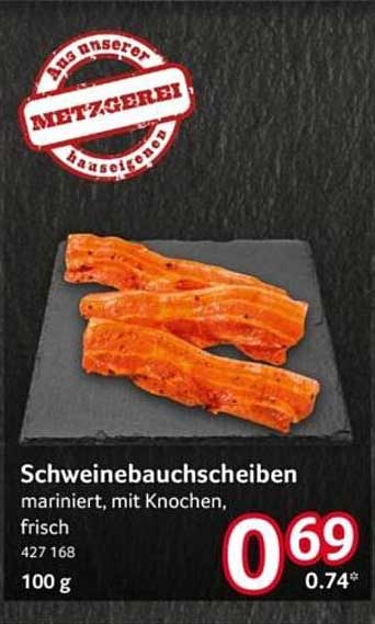Schweinebauchscheiben mariniert, mit Knochen, frisch