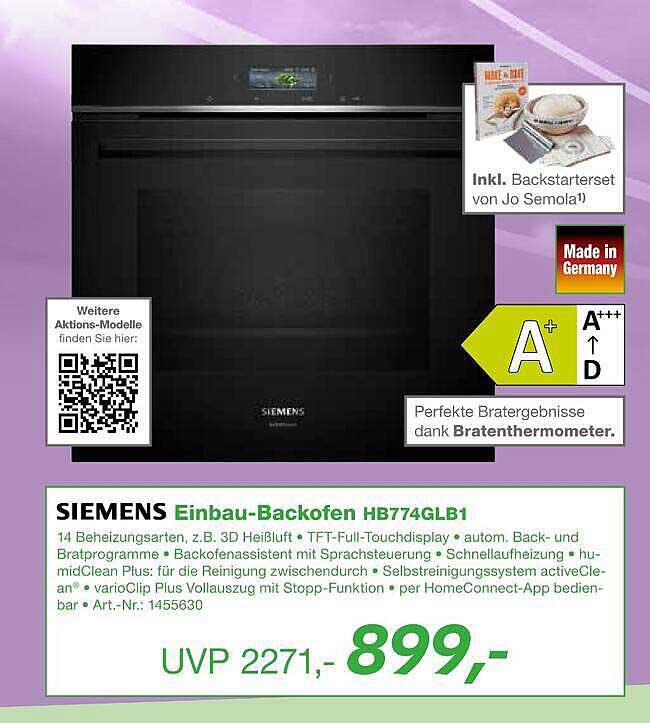 SIEMENS Einbau-Backofen HB774GLB1