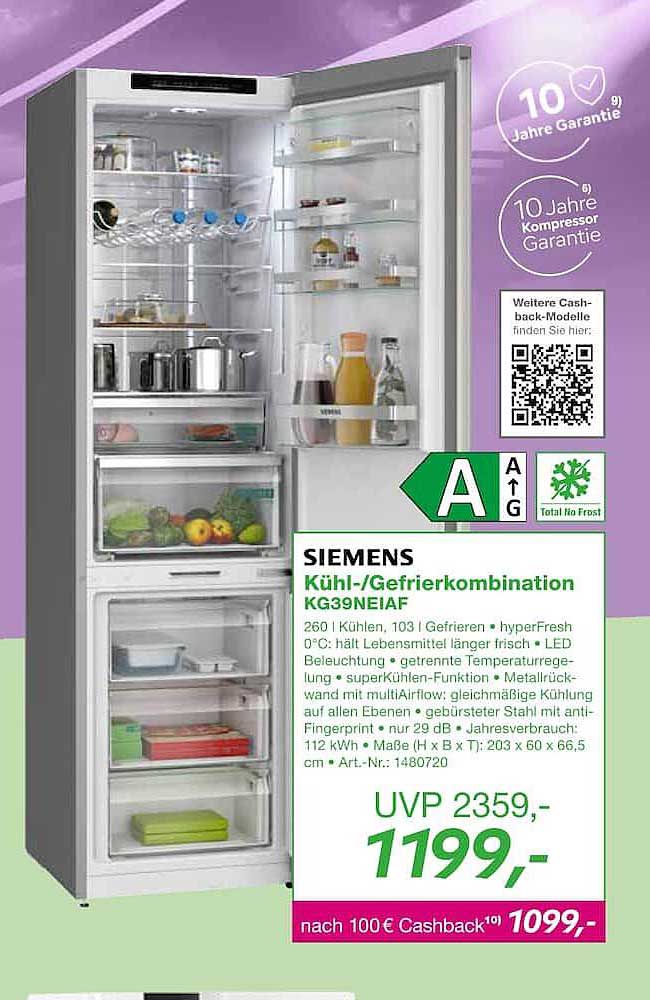 SIEMENS Kühl-/Gefrierkombination KG39NEIAF
