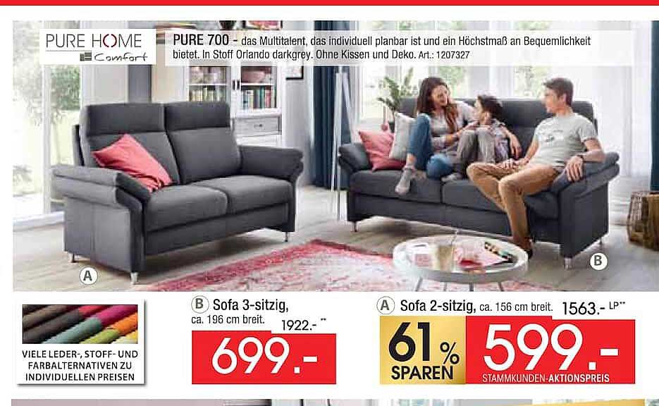 Sofa 2-sitzig, ca. 156 cm breit.