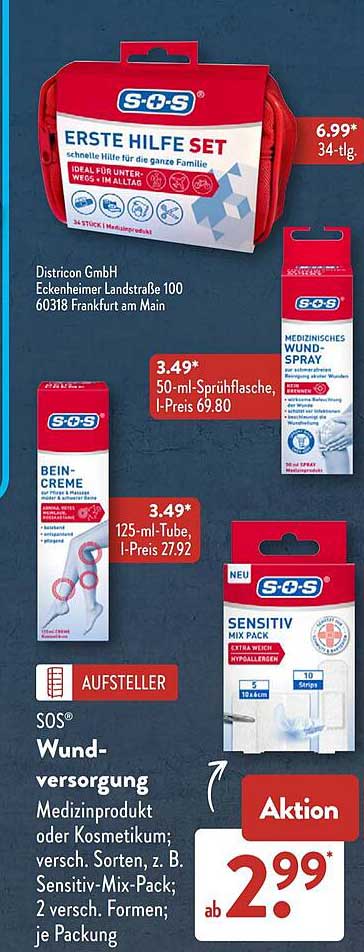 SOS® Wund-versorgung Medizinprodukt oder Kosmetikum; versch. Sorten, z. B. Sensitiv-Mix-Pack; 2 versch. Formen; je Packung