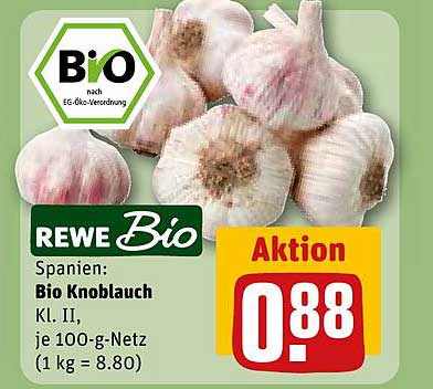Spanien: Bio Knoblauch Kl. II, je 100-g-Netz (1 kg = 8.80)