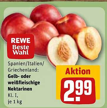 Spanien/Italien/Griechenland: Gelb- oder weißfleischige Nektarinen