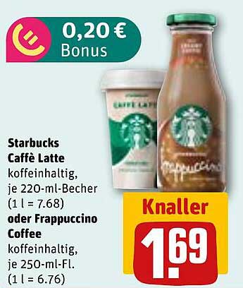 Starbucks Caffè Latte oder Frappuccino Coffee