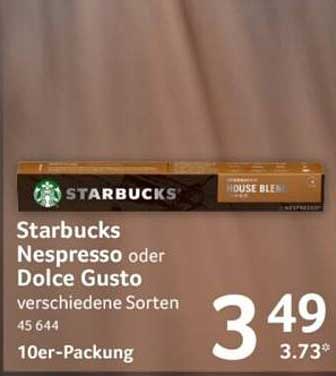 Starbucks Nespresso oder Dolce Gusto verschiedene Sorten 10er-Packung