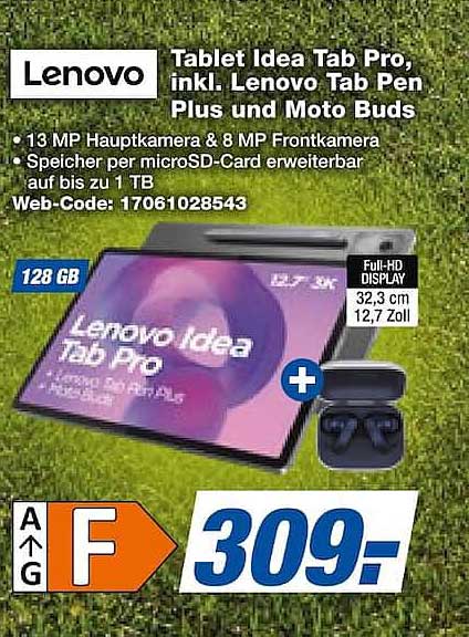 Tablet Idea Tab Pro, inkl. Lenovo Tab Pen Plus und Moto Buds