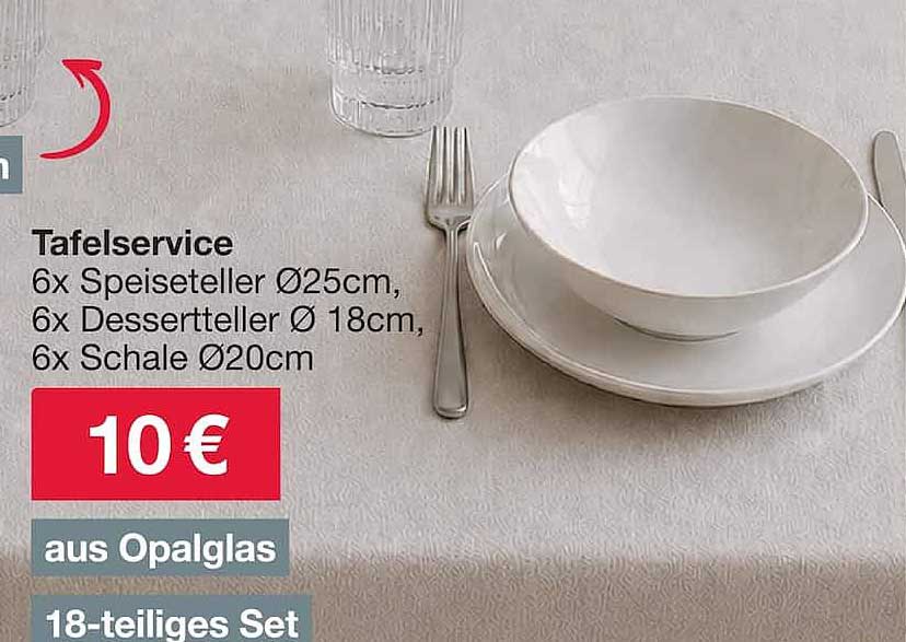 Tafelservice 6x Speiseteller Ø25cm, 6x Dessertteller Ø 18cm, 6x Schale Ø20cm