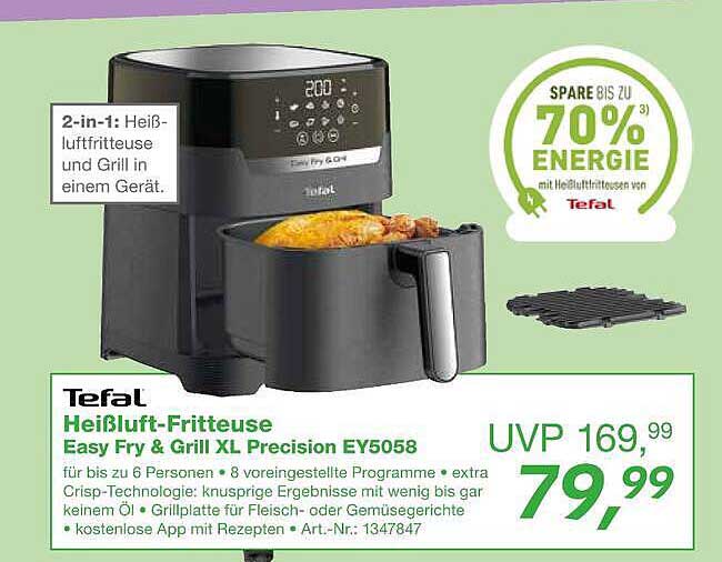 Tefal Heißluft-Fritteuse Easy Fry & Grill XL Precision EY5058