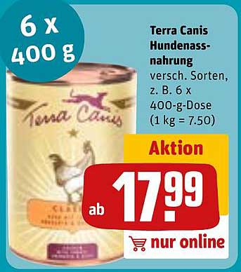 Terra Canis Hundenassnahrung versch. Sorten, z. B. 6 x 400-g-Dose (1 kg = 7.50)