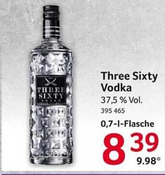 Three Sixty Vodka 37,5 % Vol. 395 465 0,7-l-Flasche