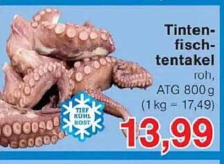Tintenfisch-tentakel roh, ATG 800 g (1kg = 17,49)