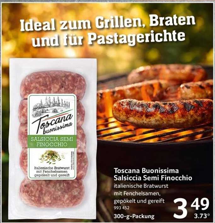 Toscana Buonissima Salsiccia Semi Finocchio italienische Bratwurst mit Fenchelsamen, gepökelt und gereift