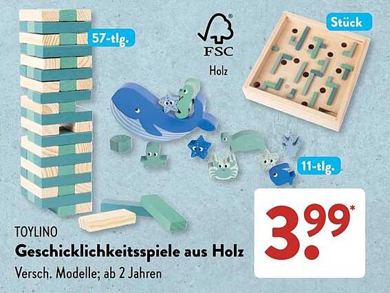 TOYLINO Geschicklichkeitsspiele aus Holz