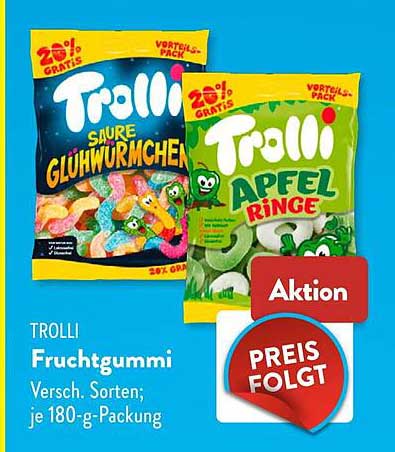 TROLLI Fruchtgummi Versch. Sorten; je 180-g-Packung