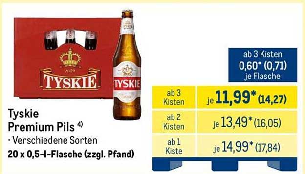 Tyskie Premium Pils 4) - Verschiedene Sorten 20 x 0,5-l-Flasche (zzgl. Pfand)
