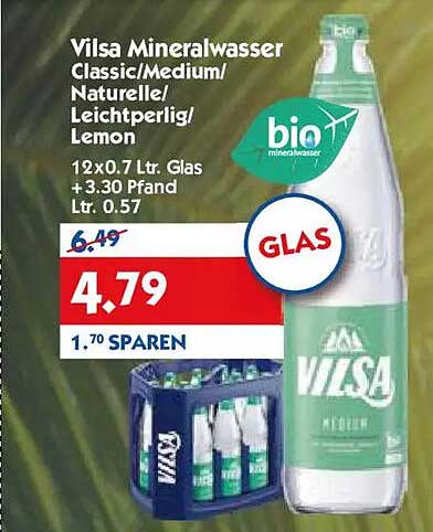 Vilsa Mineralwasser Classic/Medium/Naturell/Leichtperlig/Lemon
