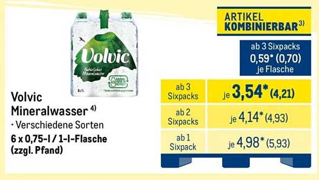 Volvic Mineralwasser 4) • Verschiedene Sorten 6 x 0,75-l / 1-l-Flasche (zzgl. Pfand)
