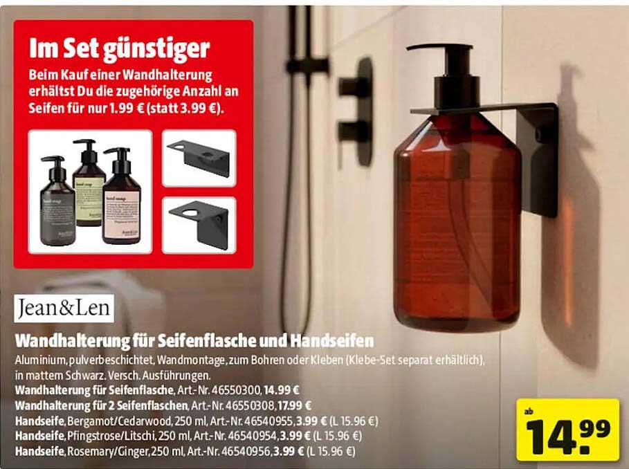 Wandhalterung für Seifenflasche und Handseifen