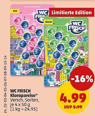 WC FRISCH Kloropreise* Versch. Sorten, je 4 x 50 g (1 kg = 24.95)