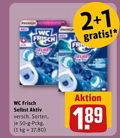 WC Frisch Selbst Aktiv versch. Sorten, je 50-g-Pckg. (1 kg = 37.80)