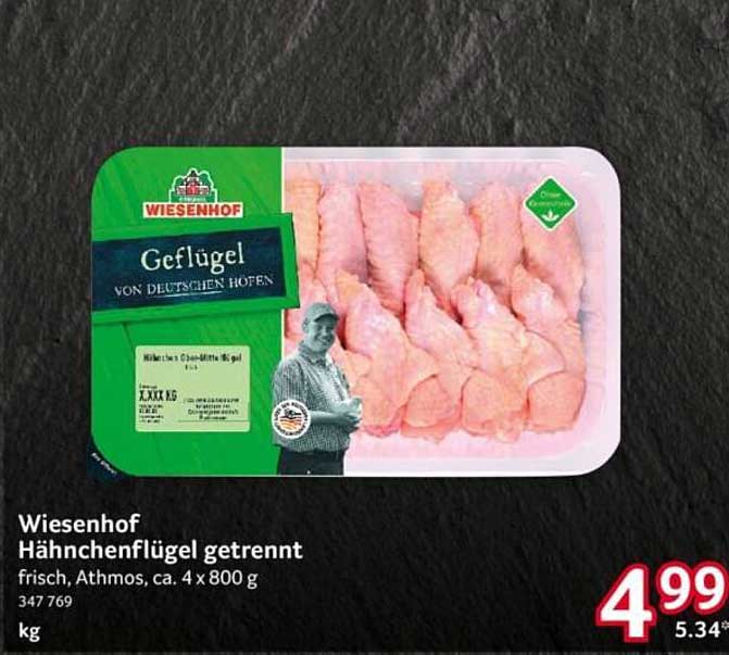 Wiesenhof Hähnchenflügel getrennt frisch, Atmos, ca. 4 x 800 g
