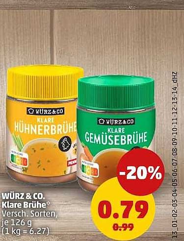 WÜRZ & CO. Klare Brühe* Versch. Sorten, je 126 g (1 kg = 6.27)