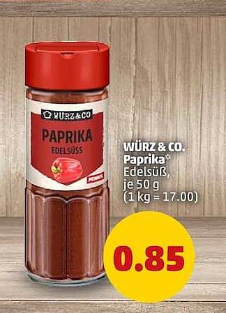 WÜRZ & CO. Paprika* Edelsüß, je 50 g (1 kg = 17.00)