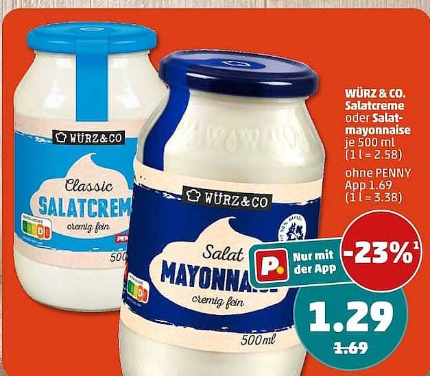 WÜRZ & CO. Salatcreme oder Salatmayonnaise je 500 ml