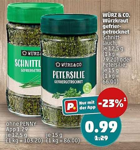 WÜRZ & CO. Würzkraut gefriergetrocknet Schnittlauch, je 12,5 g (1 kg = 79.20) oder Petersilie, je 15 g (1 kg = 66.00)