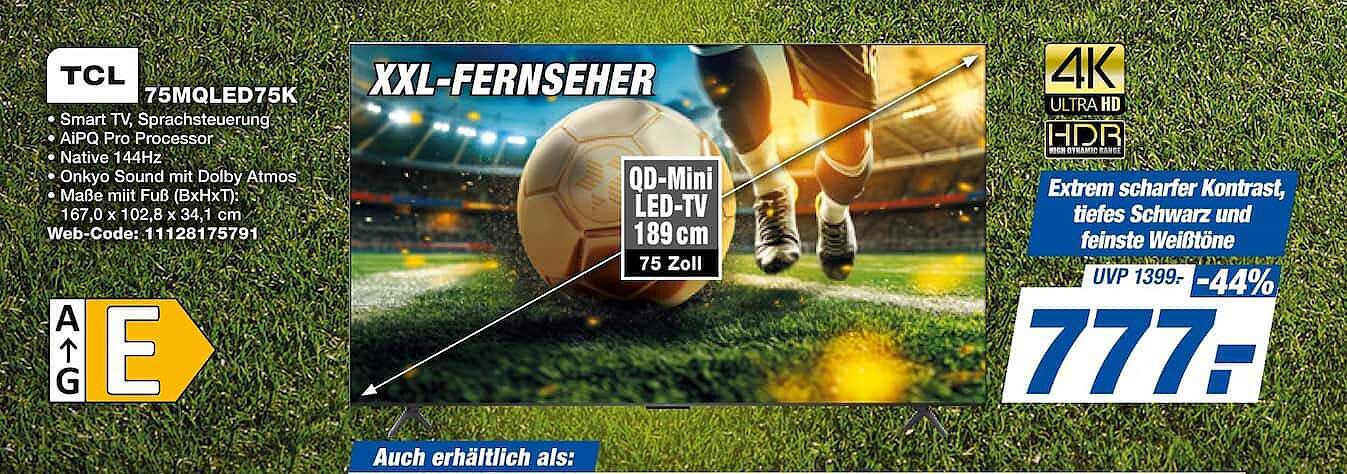 XXL-FERNSEHER TCL 75MQLED75K