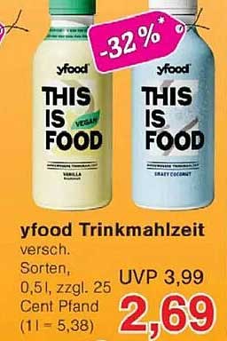 yfood Trinkmahlzeit versch. Sorten, 0,5l, zzgl. 25 Cent Pfand