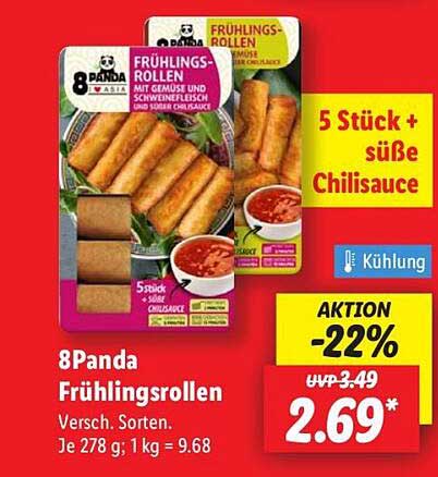 8Panda Frühlingsrollen - 5 Stück + süße Chilisauce