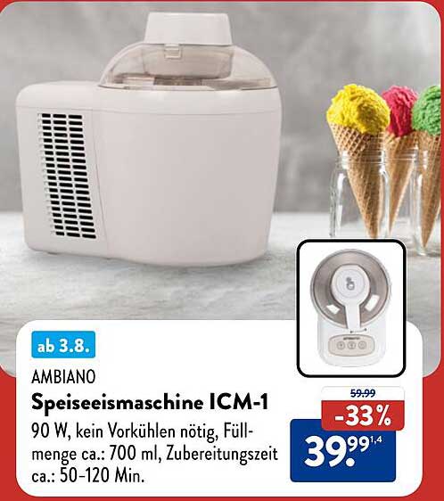 AMBIAO Speiseeismaschine ICM-1