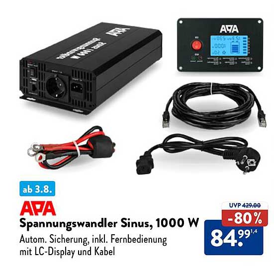 APA Spannungswandler Sinus, 1000 W