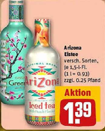 Arizona Eistee versch. Sorten, je 1,5-l-Fl.