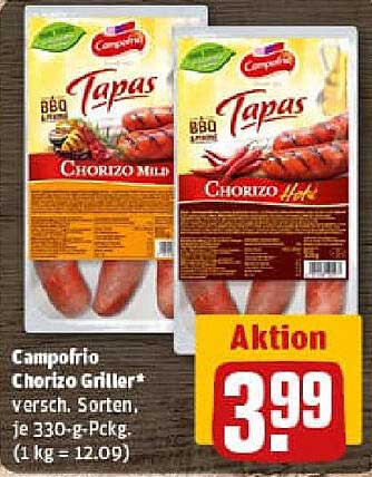Campofrio Chorizo Griller – verschiedene Sorten je 330 g-Packung für nur 3,99 €