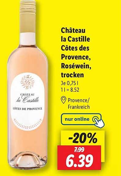 Château la Castille Côtes des Provence, Roséwein, trocken