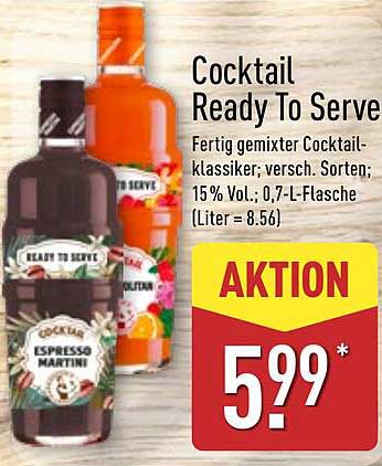 Cocktail Ready To Serve - Fertig gemixter Cocktail-Klassiker