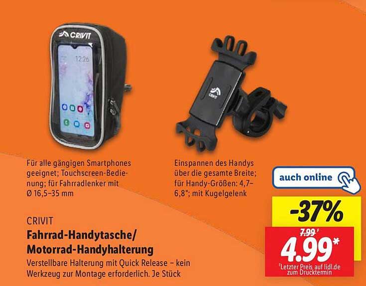 CRIVIT Fahrrad-Handytasche/Motorrad-Handyhalterung