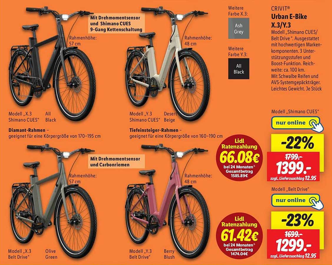 CRIVIT® Urban E-Bike X.3/Y.3