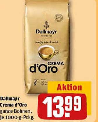 Dallmayr Crema d'Oro ganze Bohnen, je 1000-g-Pckg.