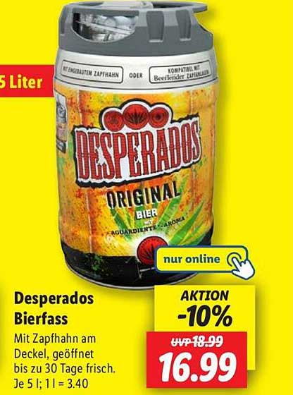 Desperados Bierfass 5 Liter - nur online erhältlich