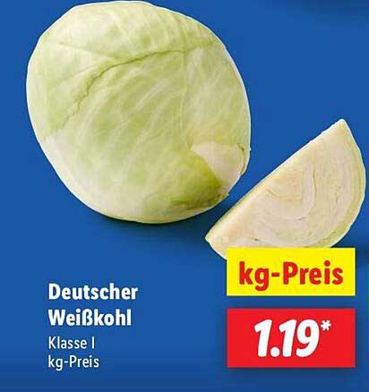 Deutscher Weißkohl Klasse I - kg-Preis 1,19