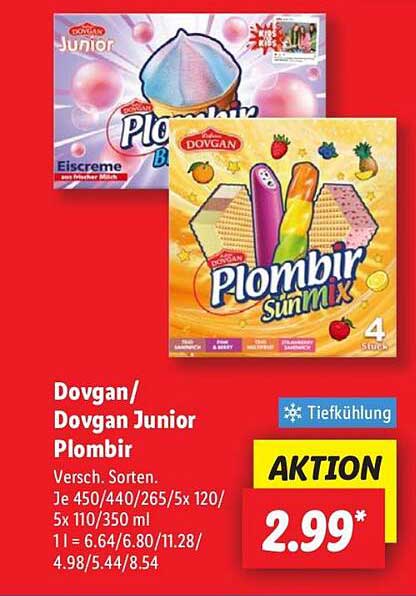 Dovgan/Dovgan Junior Plombir Eiscreme - Verschiedene Sorten