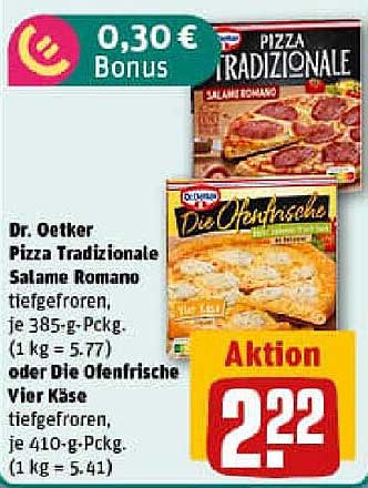 Dr. Oetker Pizza Tradizionale Salame Romano oder Die Ofenfrische Vier Käse