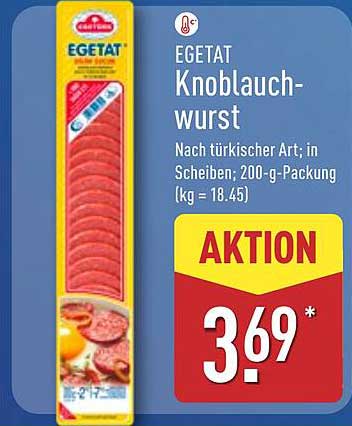 EGETAT Knoblauchwurst Nach türkischer Art; in Scheiben; 200-g-Packung
