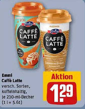 Emmi Caffè Latte versch. Sorten, 230-ml-Becher für 1,29