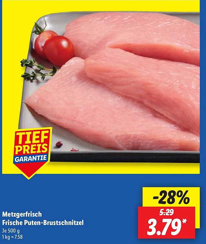 Frische Puten-Brustschnitzel, je 500 g