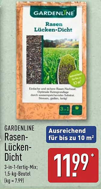 GARDENLINE Rasen-Lücken-Dicht 3-in-1 fertiger Mix 1,5 kg