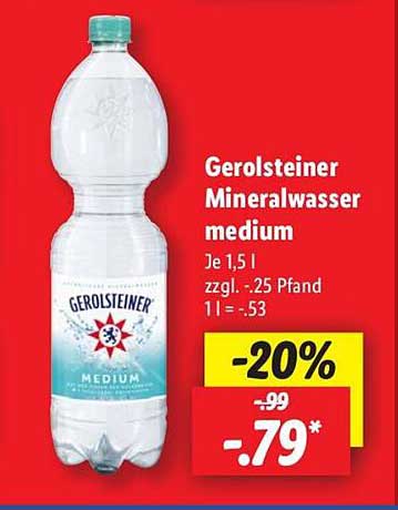 Gerolsteiner Mineralwasser medium 1,5 l
